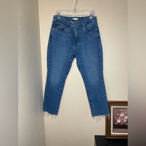 Good American Frayed Hem Blue Cropped Jeans size 12